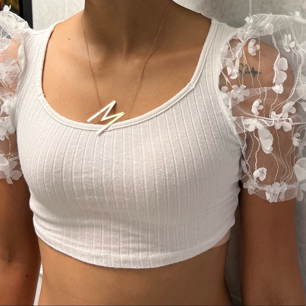 White fancy crop top